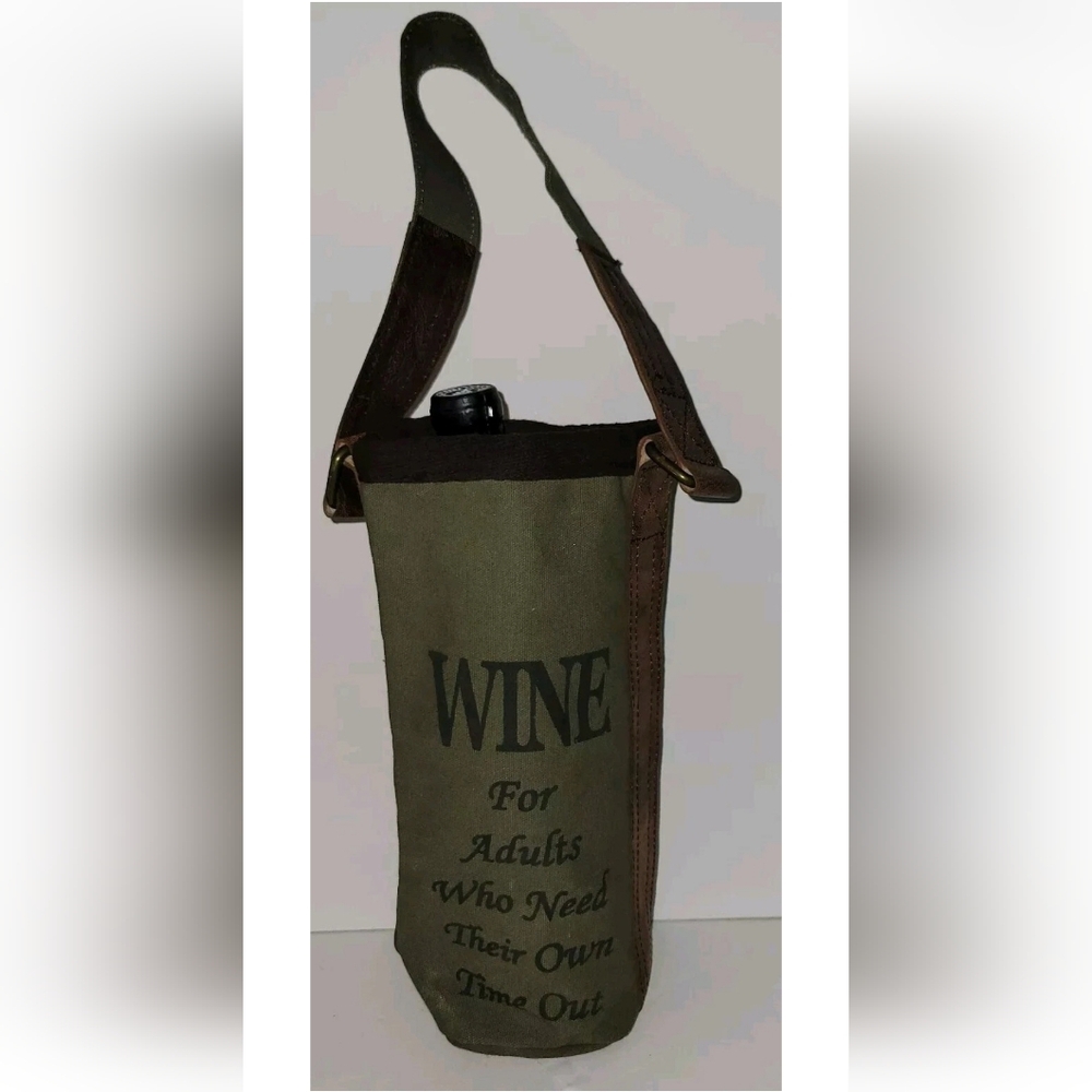 Mona B Olive Wine Tote with Leather Strap NWT